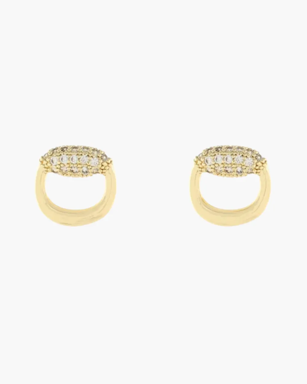 Pave CZ Horsebit Earrings