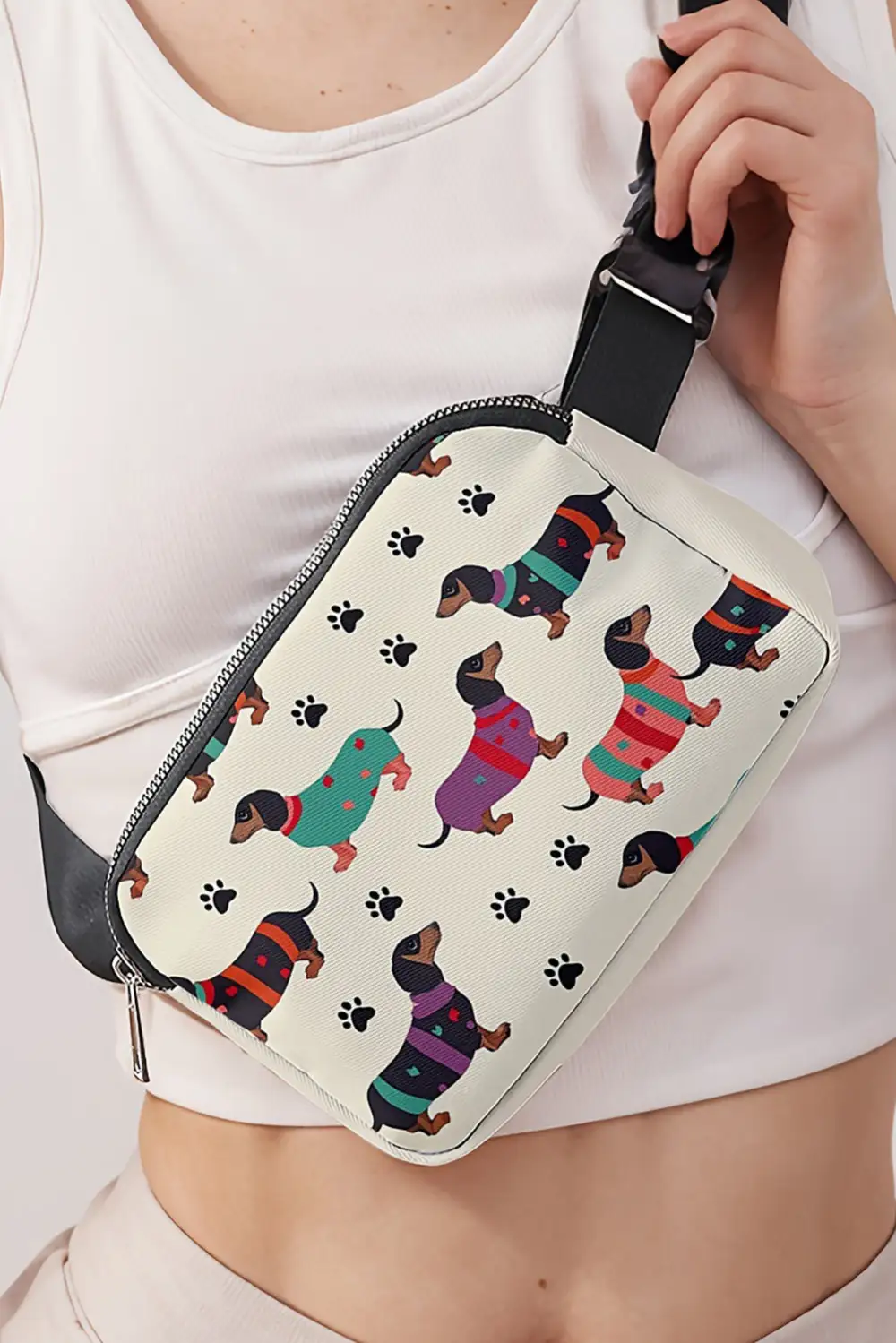 Dachshund Footprint Crossbody Bag