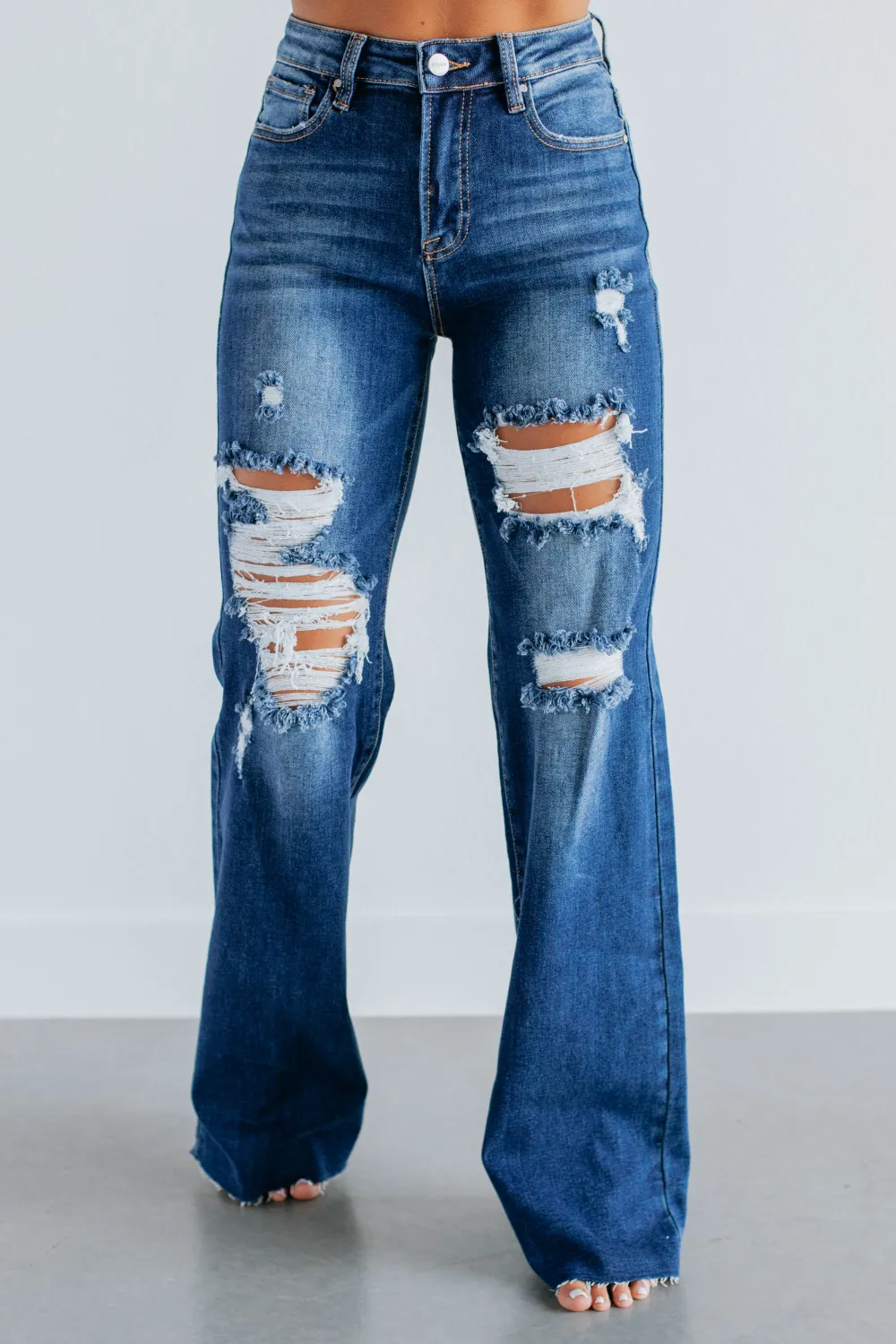 Women's High Rise Wide Leg Stretch Denim Jeans