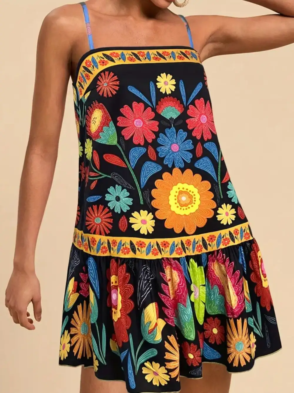 Floral Printed Sleeveless Mini Dress