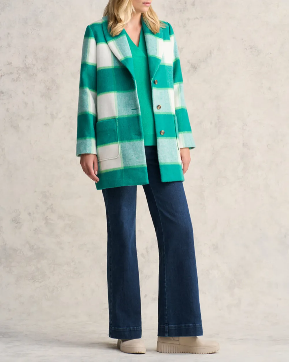 Checkered Double Breasted Coat