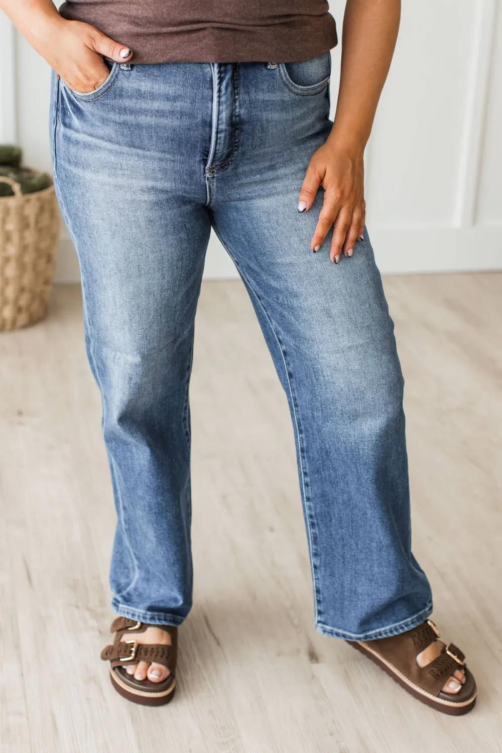 High-Rise Cropped Straight Leg Clean Finish Jeans