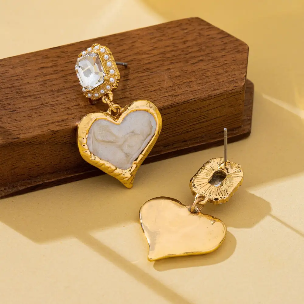 Marbled namel Heart Crystal Drop