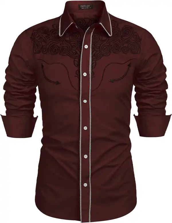 Embroidered Cowboy Button Down Shirt Jeans