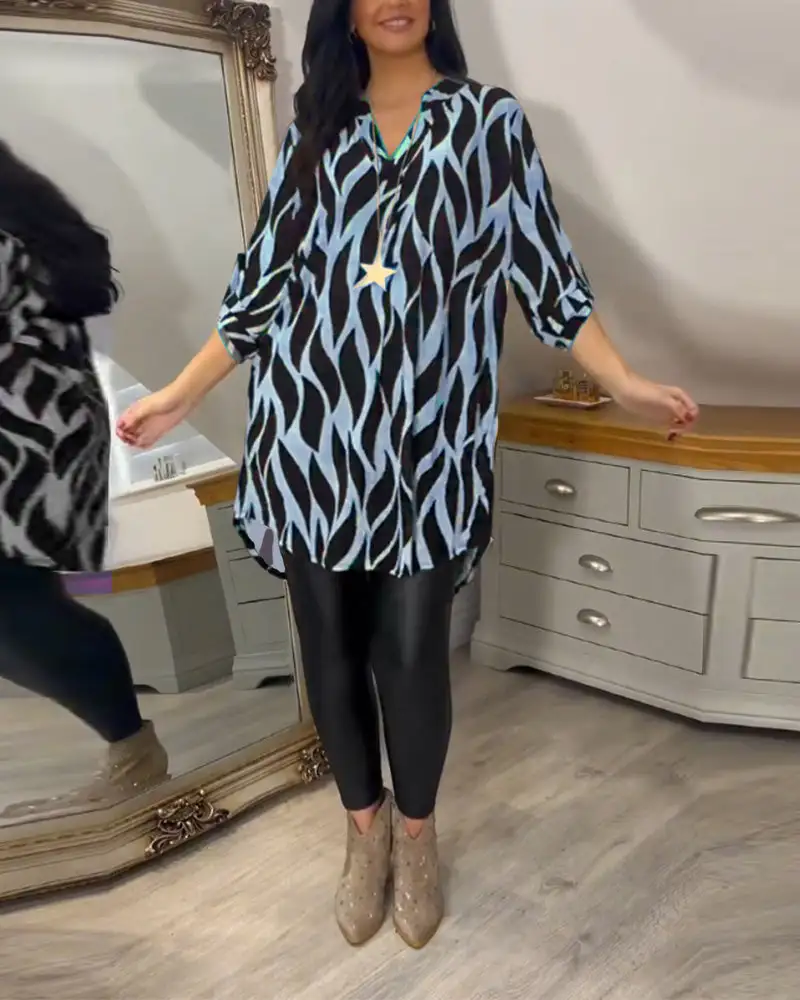 Graphic Patterned Tunic Top