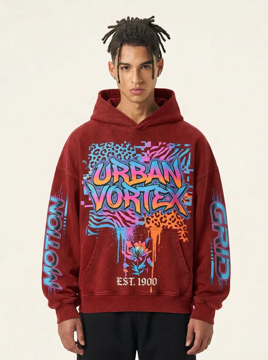 Unisex Contemporary Streetwear Graffiti Animal-Graphic Hoodie