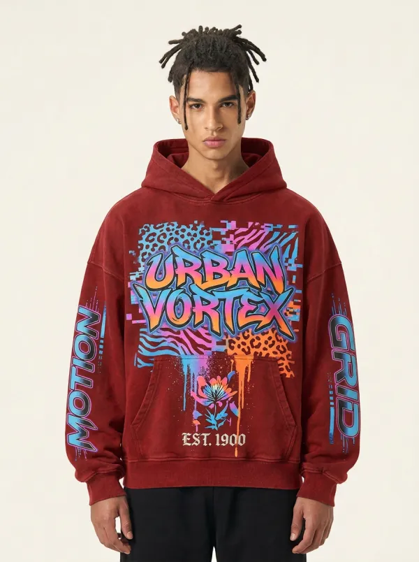 Unisex Contemporary Streetwear Graffiti Animal-Graphic Hoodie