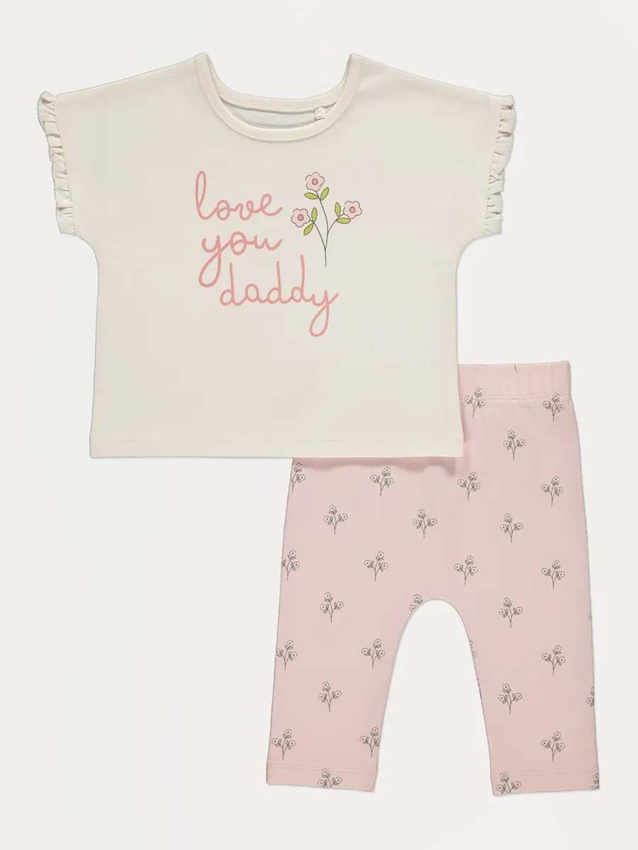 Love You Daddy Top and Floral Leggings Outfit