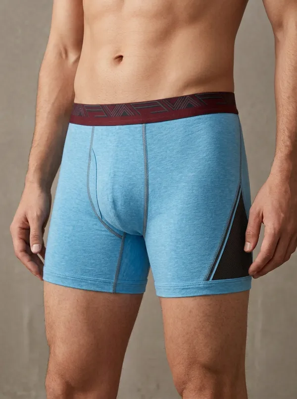 Men's Casual Style Grey Striped Pattern Printed Boxer Briefs