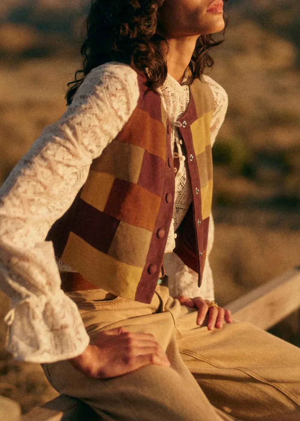 Short Sleeveless Suede Jacket
