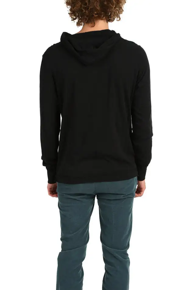 Henley Cotton Hooded Hoodie