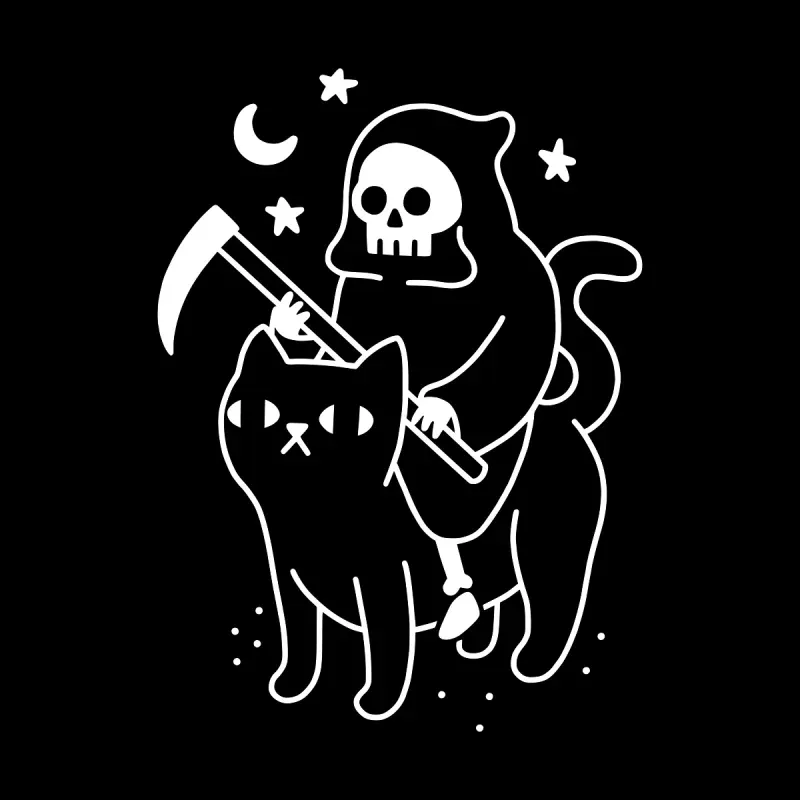 Grim Reaper Cat Hoodie, Humorous Casual Pick