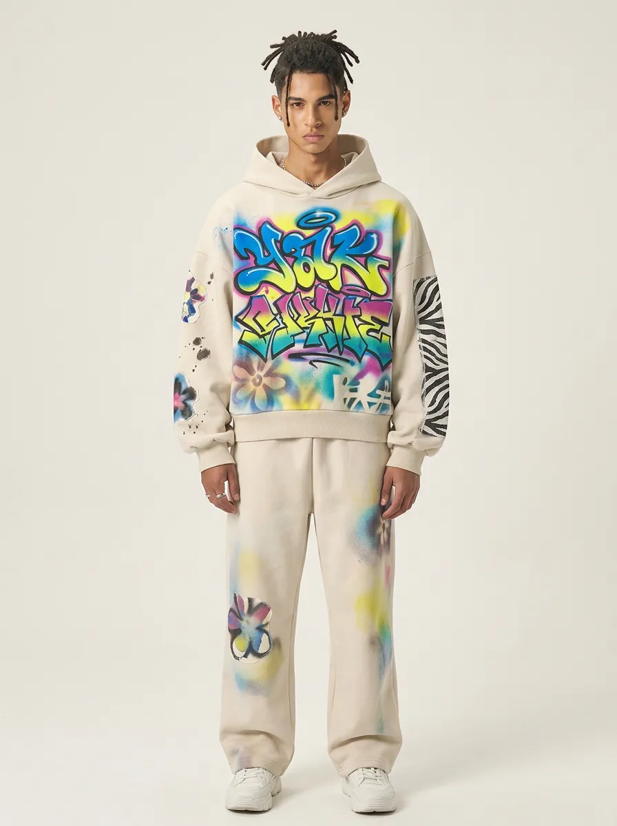 Unisex Echo Graffiti Zebra Floral Graphic Hoodie