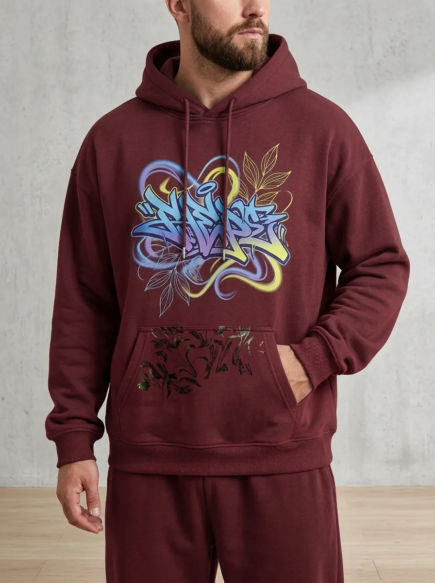 Unisex Graffiti Floral Streetwear Hoodie