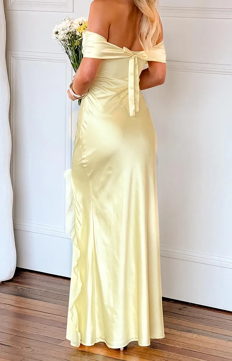 Satin Off Shoulder Off Maxi Dress