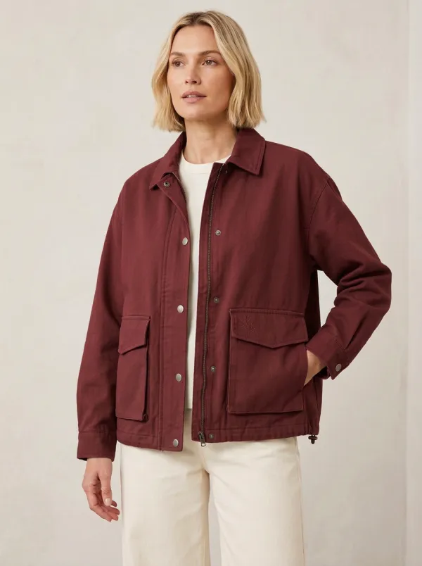 Women's Minimalist Botanical Embroidered Printed Jacket