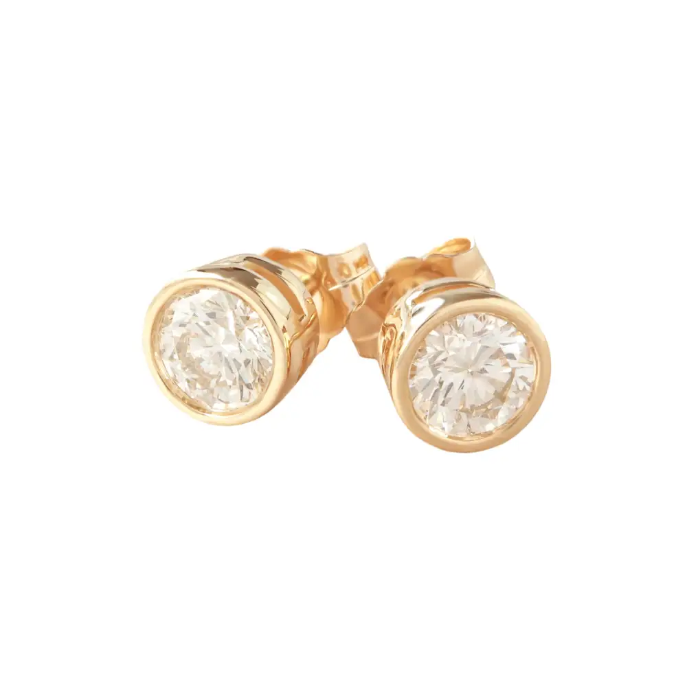 Round Bezel Diamond Stud Earrings