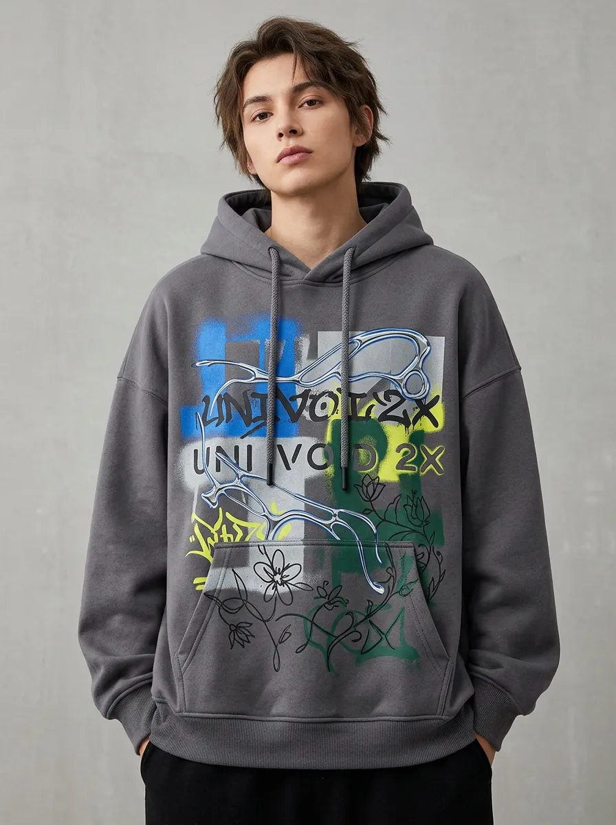 Unisex Streetwear Graffiti Floral Abstract Hoodie