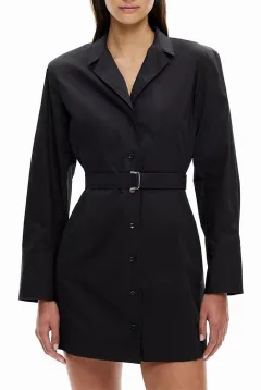 Plain Color Lapel Dress
