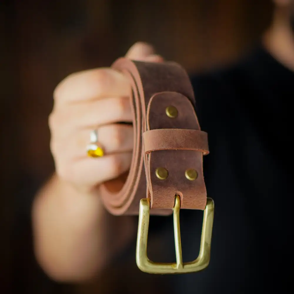 Brass Buckle Full Grain Leather Belt
