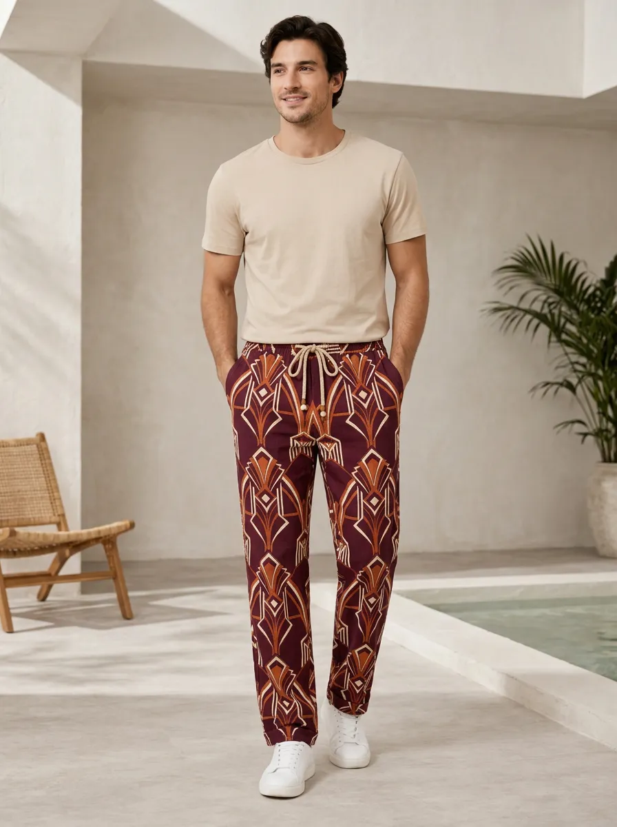 Men's Art Deco Geometric Printed Pants