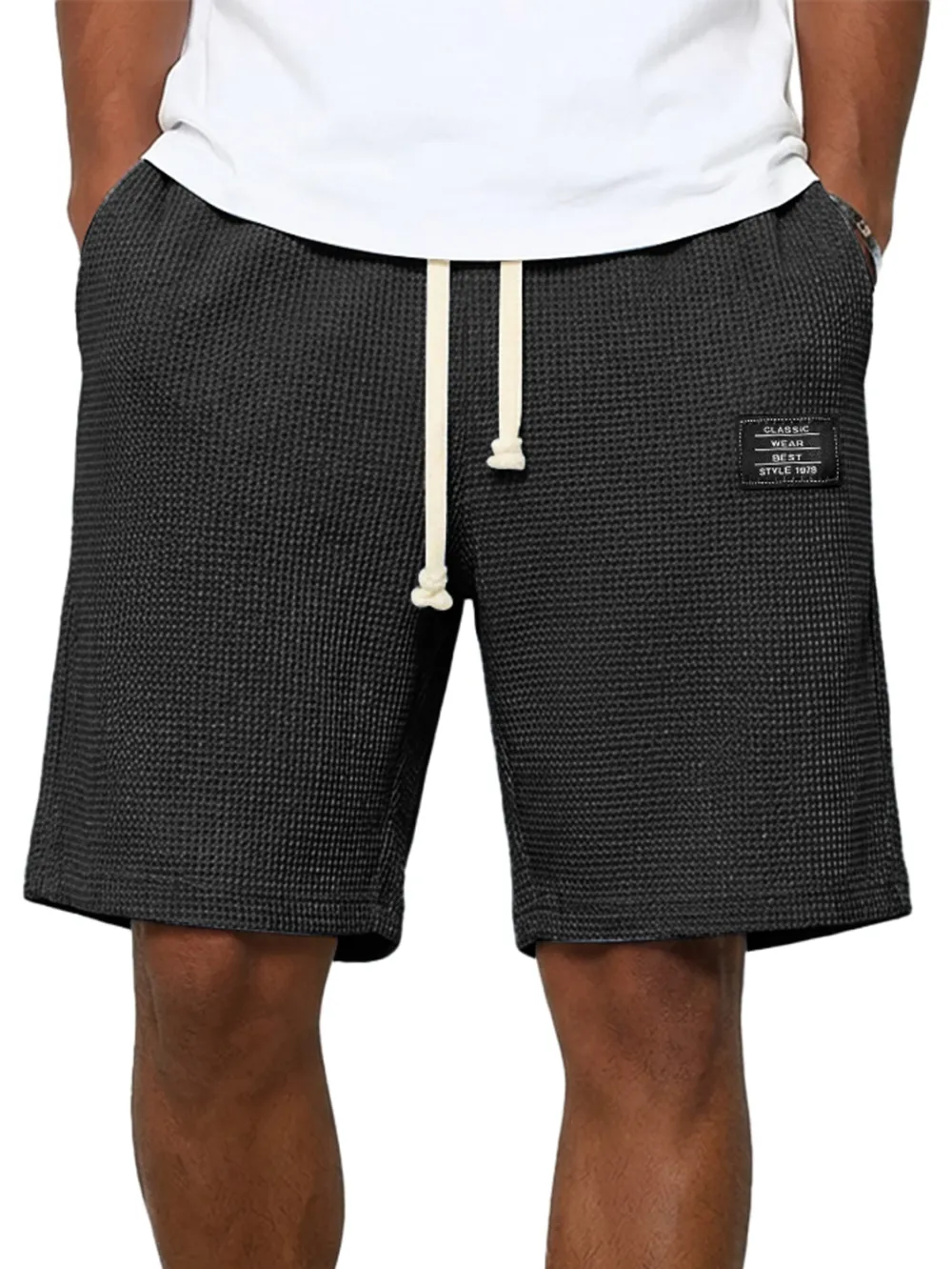 Structured Textured Knit Seamed Detail Shorts
