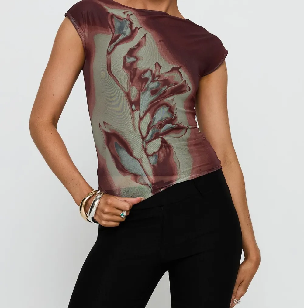 Brown Mesh Graphic Tee