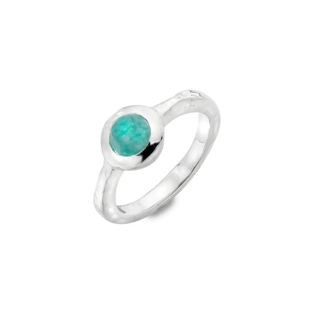 Circle Amazonite Textured Organic Ring