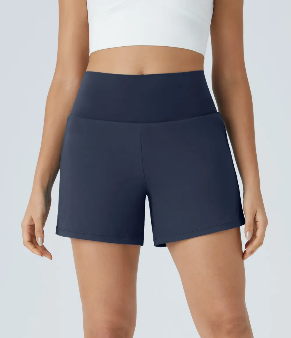2026🔥 UK Super High Waisted Back Pocket & Side Hidden Pocket 2-in-1 Yoga Shorts