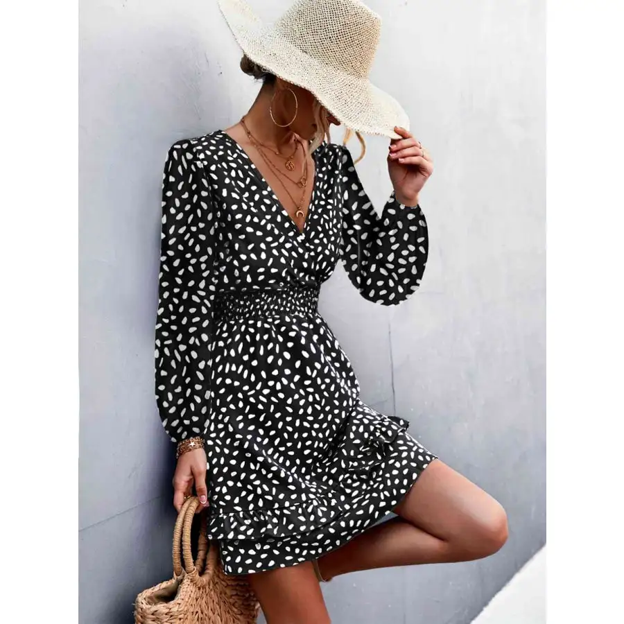 Ruffle Trim Smocked Mini Dress