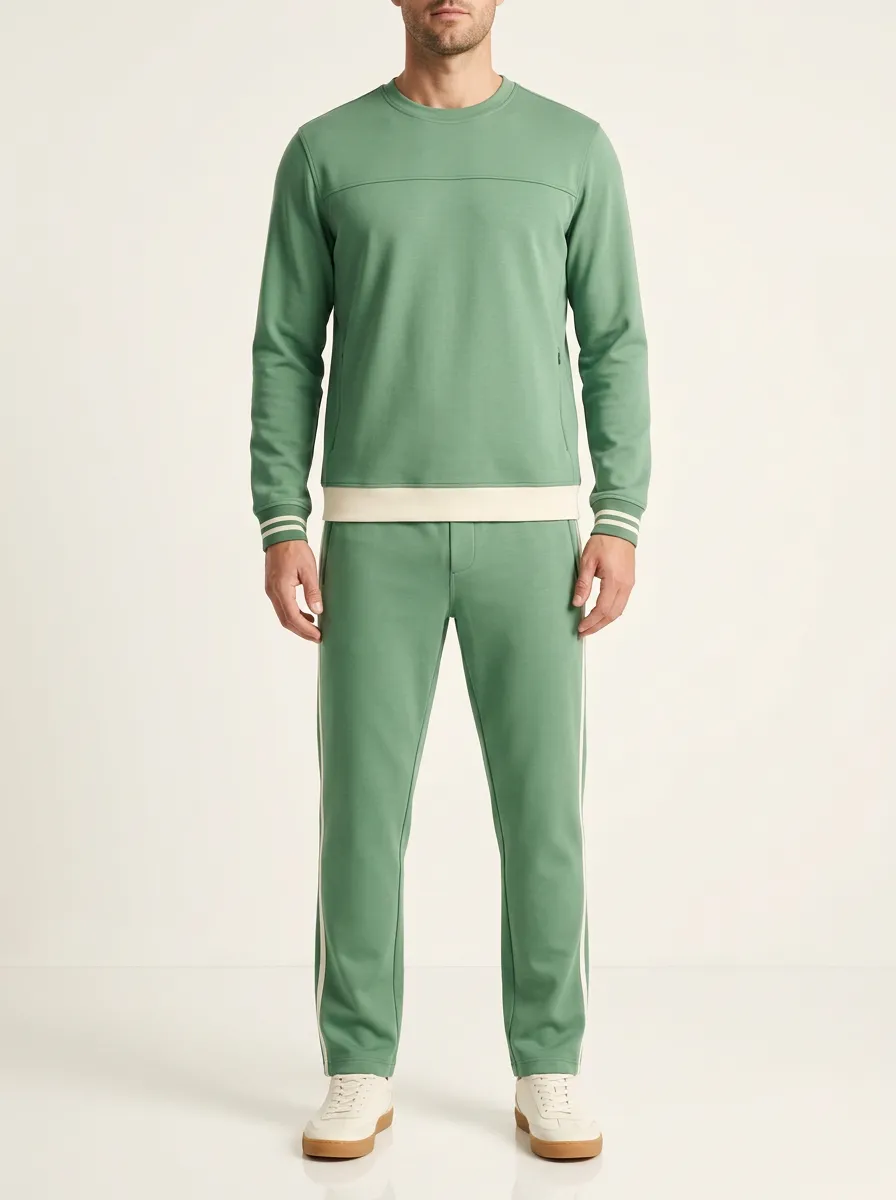 Men's Stripe Contrast Trim Athletic Set