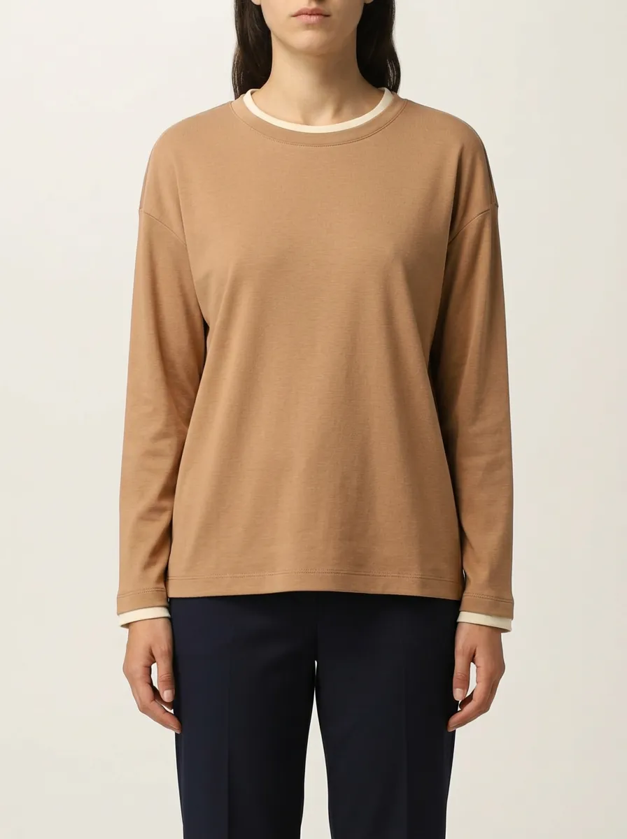 Women's Layered-Look Long-Sleeve Crew-Neck Top