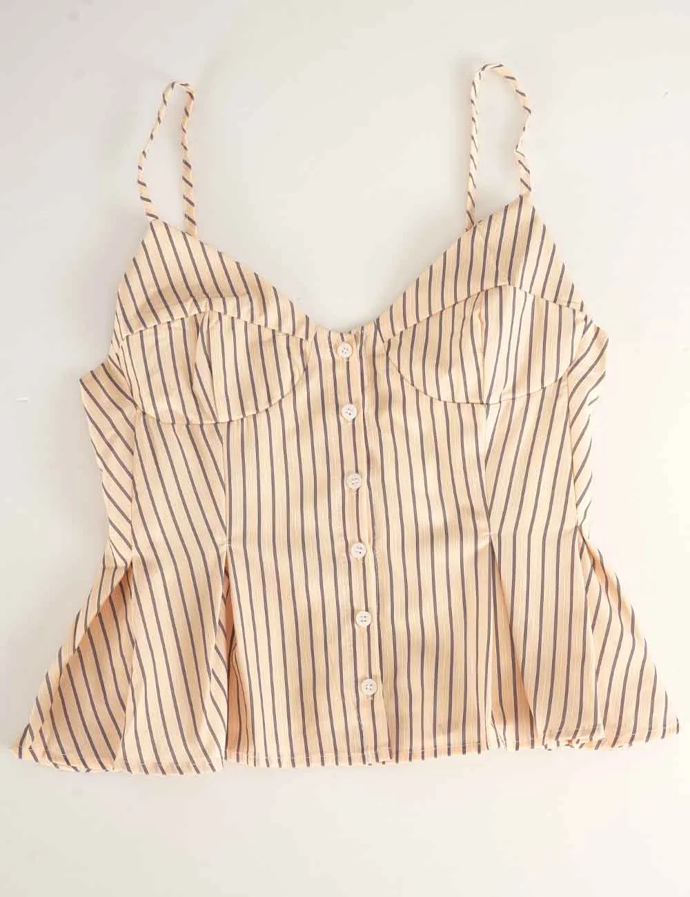 Chic Spaghetti Strap Button Front Peplum Cami Top