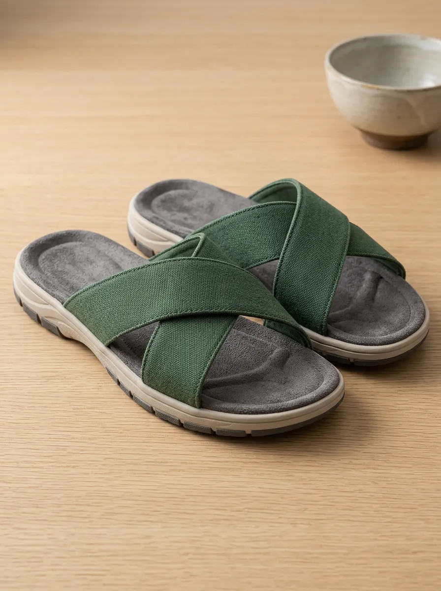 Men's Casual Slides Cross Strap Outdoor Graphic Detail