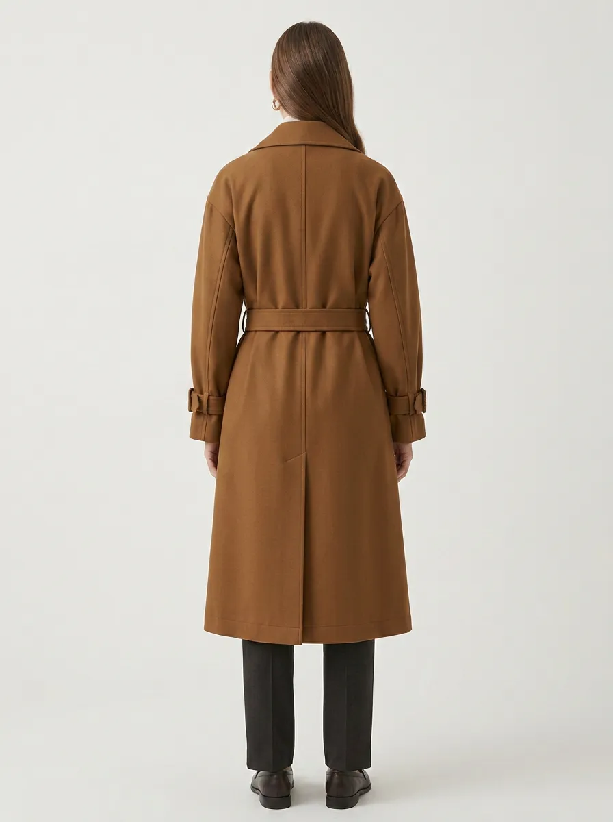 Women's Structured Belted Long Trench Coat