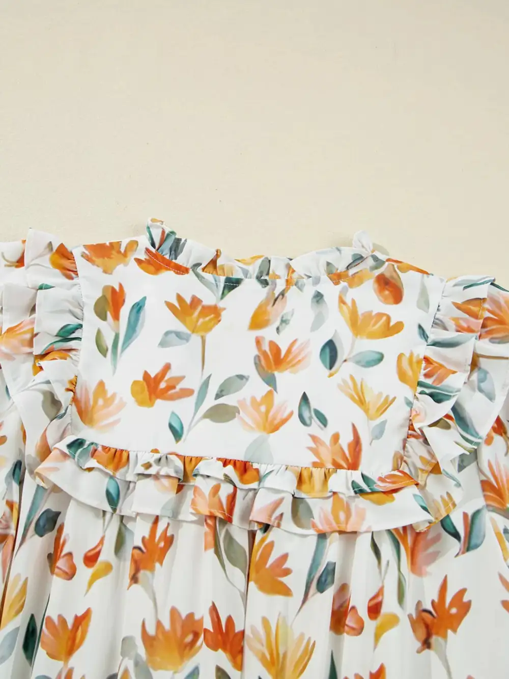 Layered Detail Floral Printed Ruffle Mini Dress