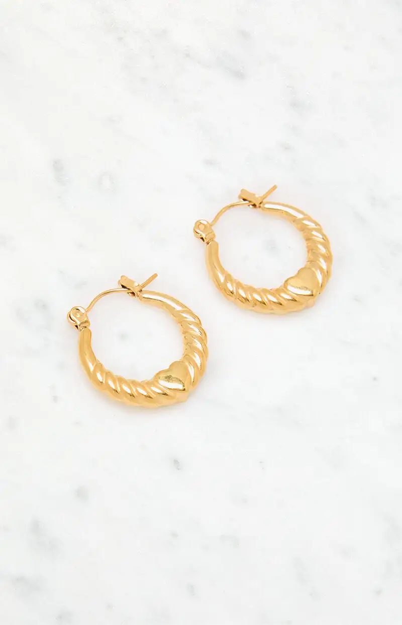 LA Hearts 14K Gold Plated Heart Earrings