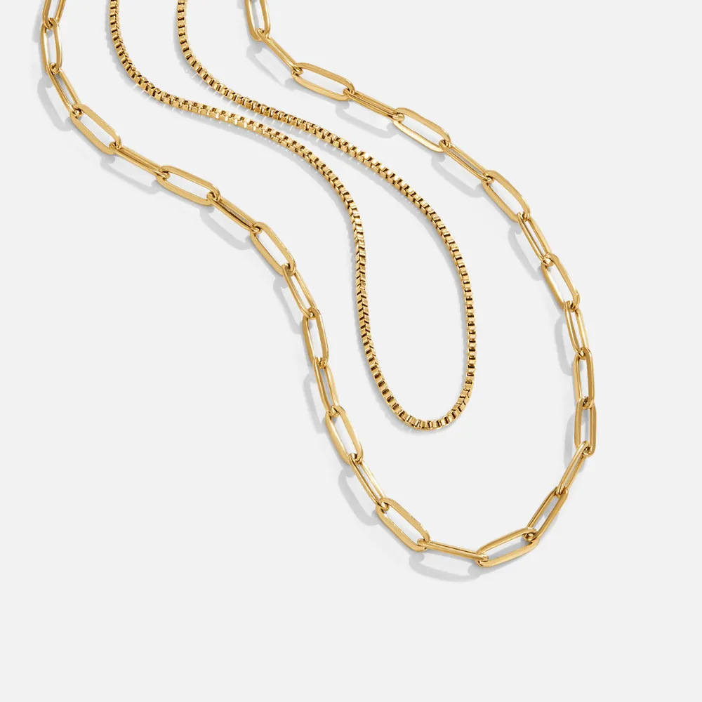 Tarnish-Resistant Layered Chain Necklace