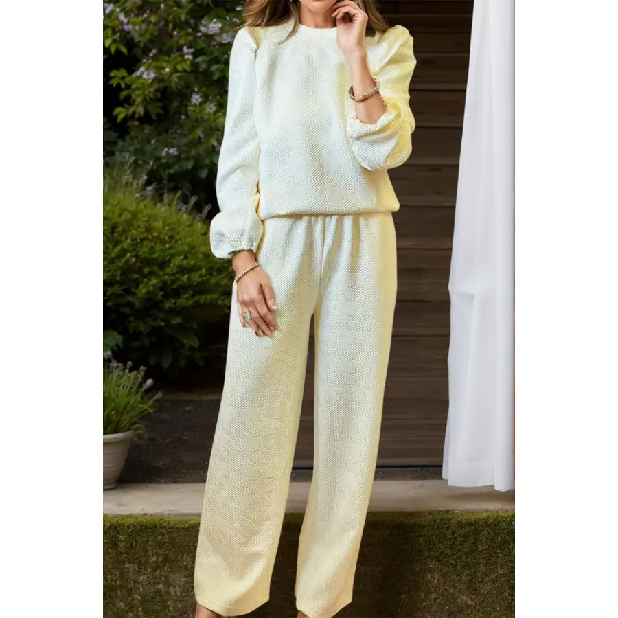 Sleeveless Round Neck Long Sleeve Top and Pants Set