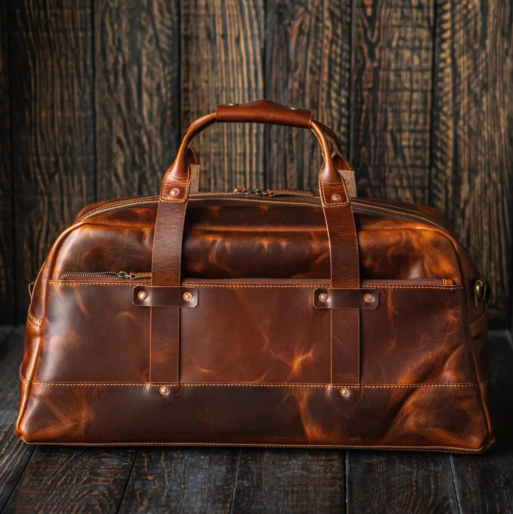 Unlined Minimal Leather Duffel Bag