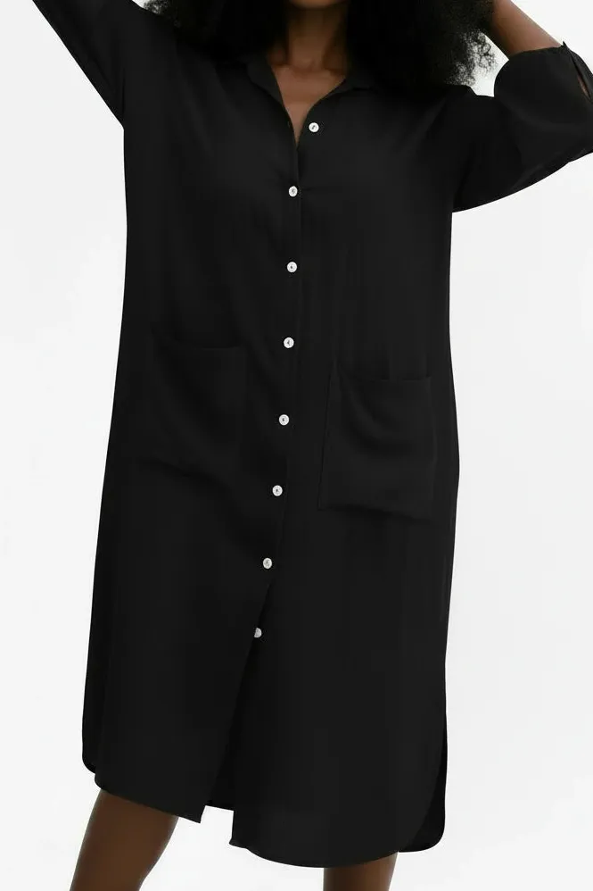 Simple Button Detail Shirt Dress