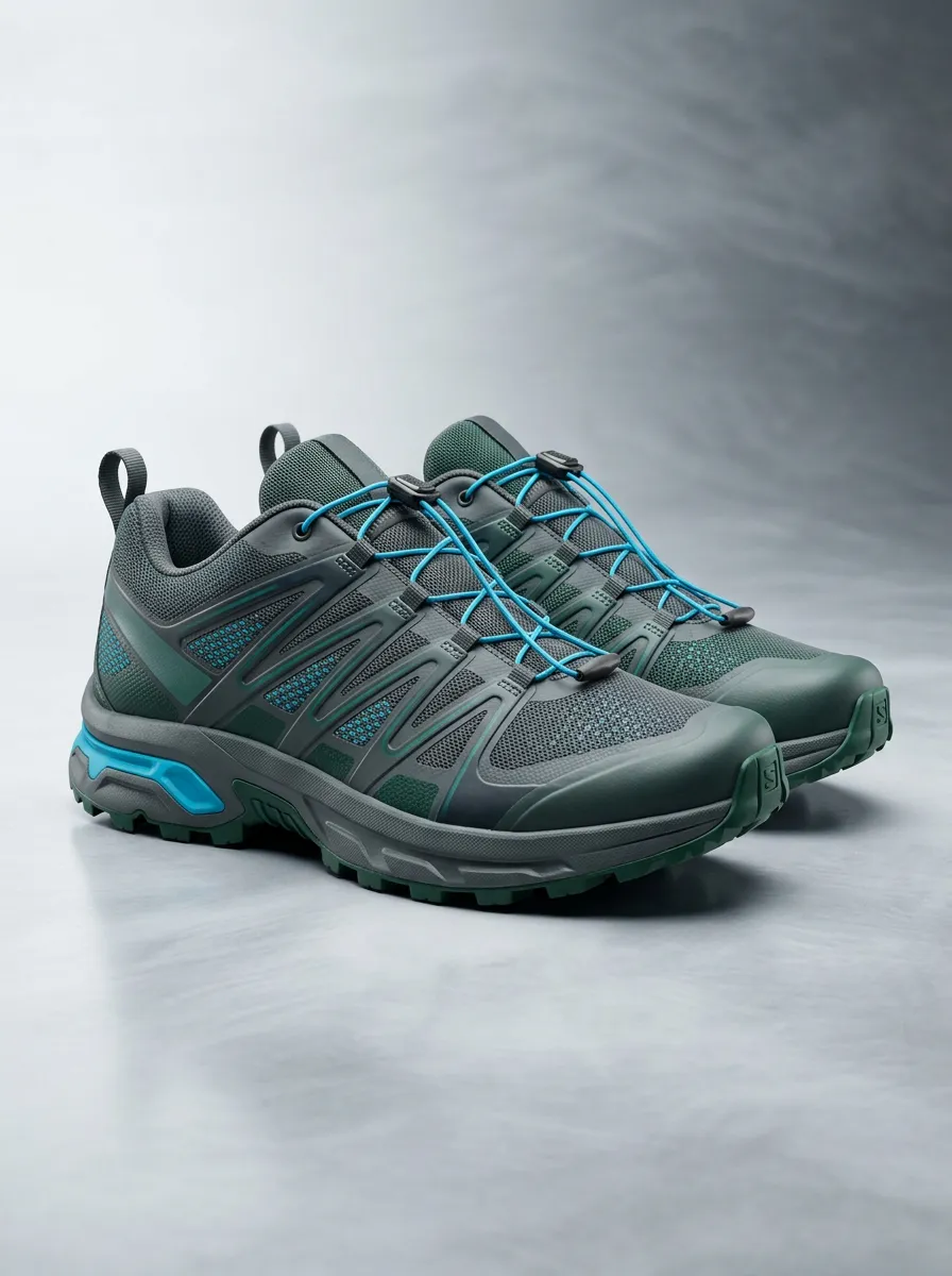 Men's Outdoor Hiking Trail Running Blue Laced Printed Shoes
