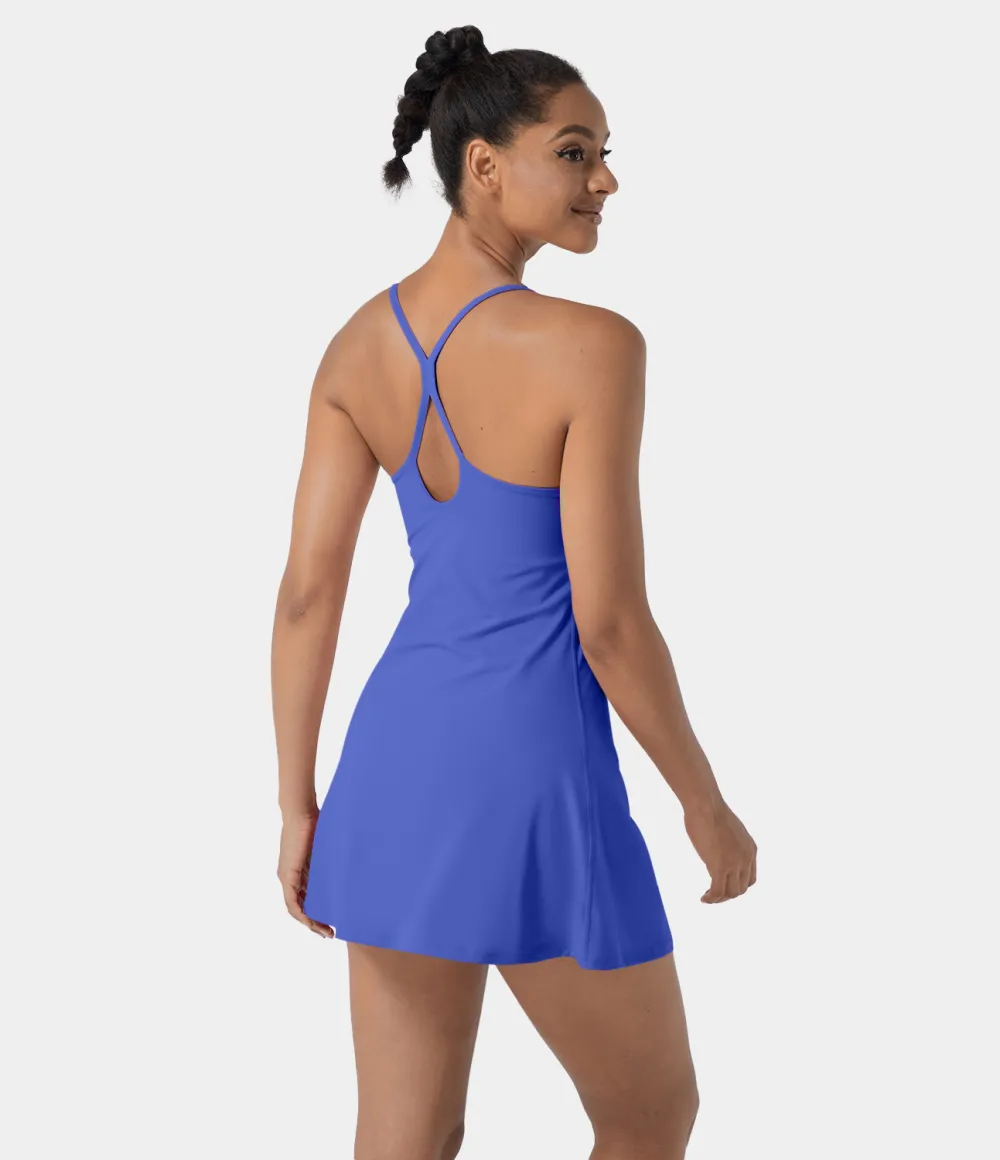 Softlyzero Airy Backless Cut Out 2-in-1 Pocket Cool Touch Mini Activity Dress