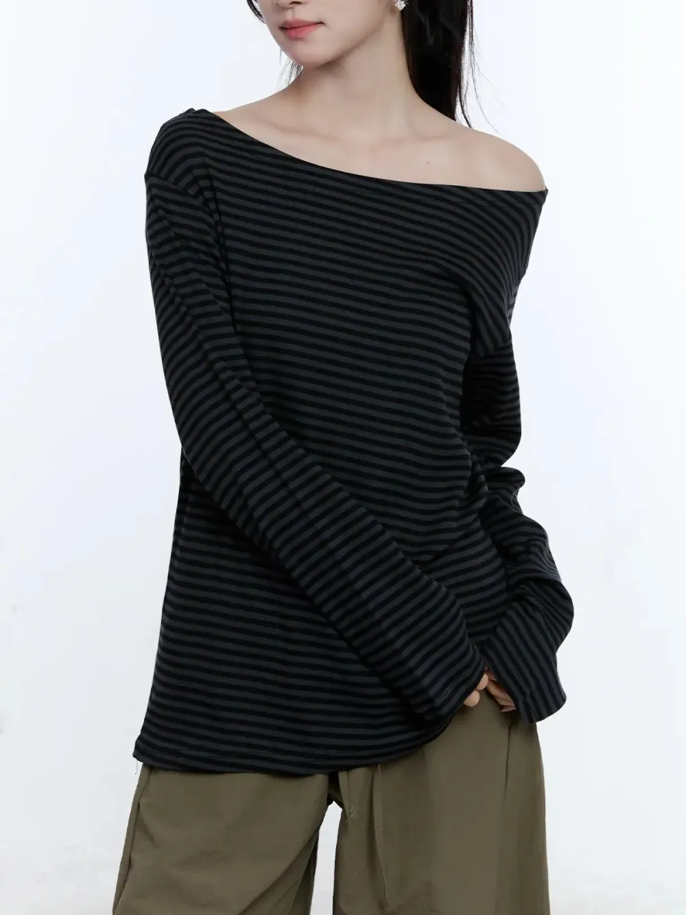 Wide Boat Neck Loose-Fit Top