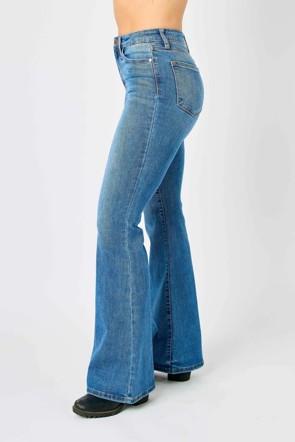 Contoured Flare Leg Denim Jeans
