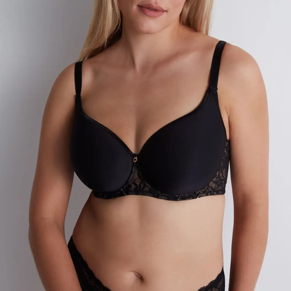 Women's Push-Up Spacer Chimney Back Lace Jacquard Breathable Bra