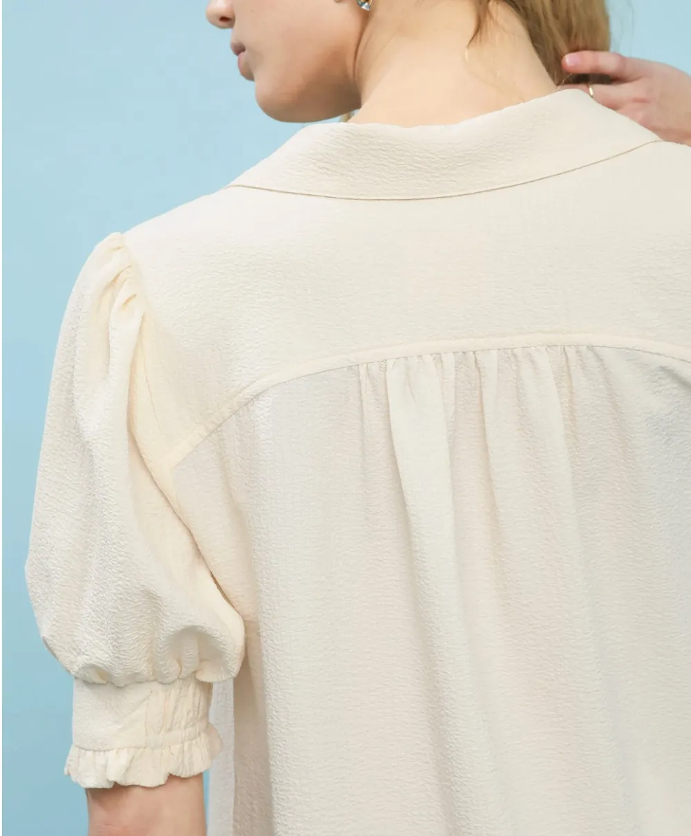 Puff Sleeve V-Neck Lightweight Blouse