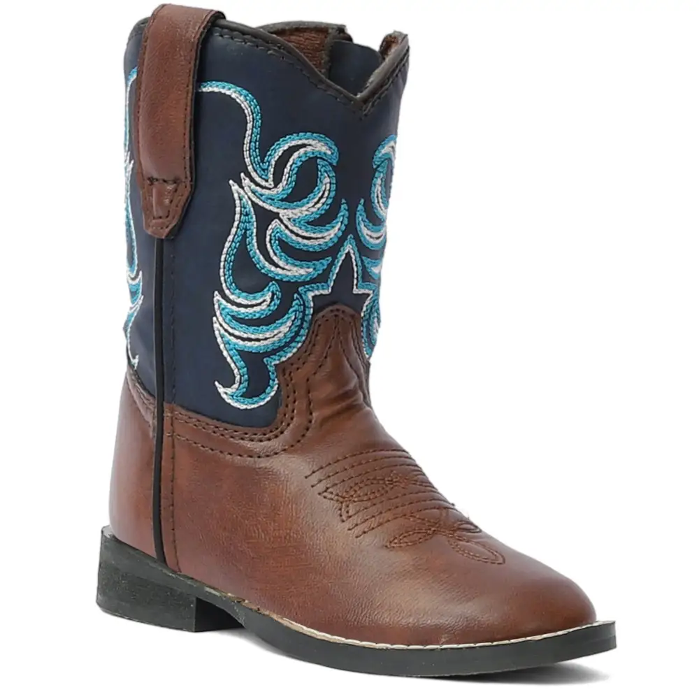Washed Men's Denim Boots With Pull On