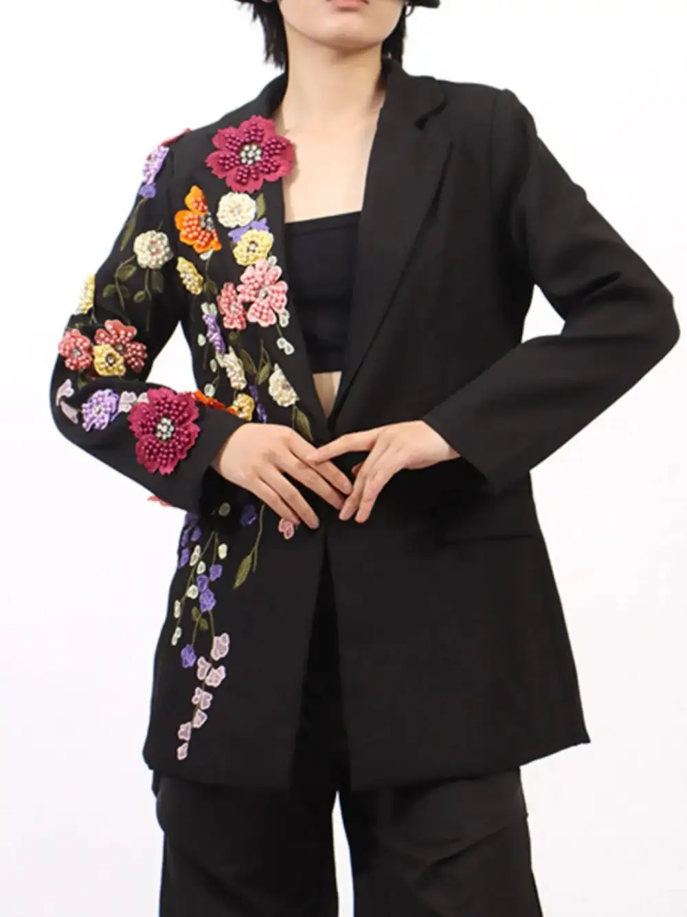 Refined Lapel-Collar Blazer