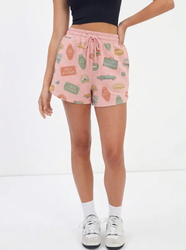 Women's Travel Cote D'Azur Vintage Stamp Graphic Shorts